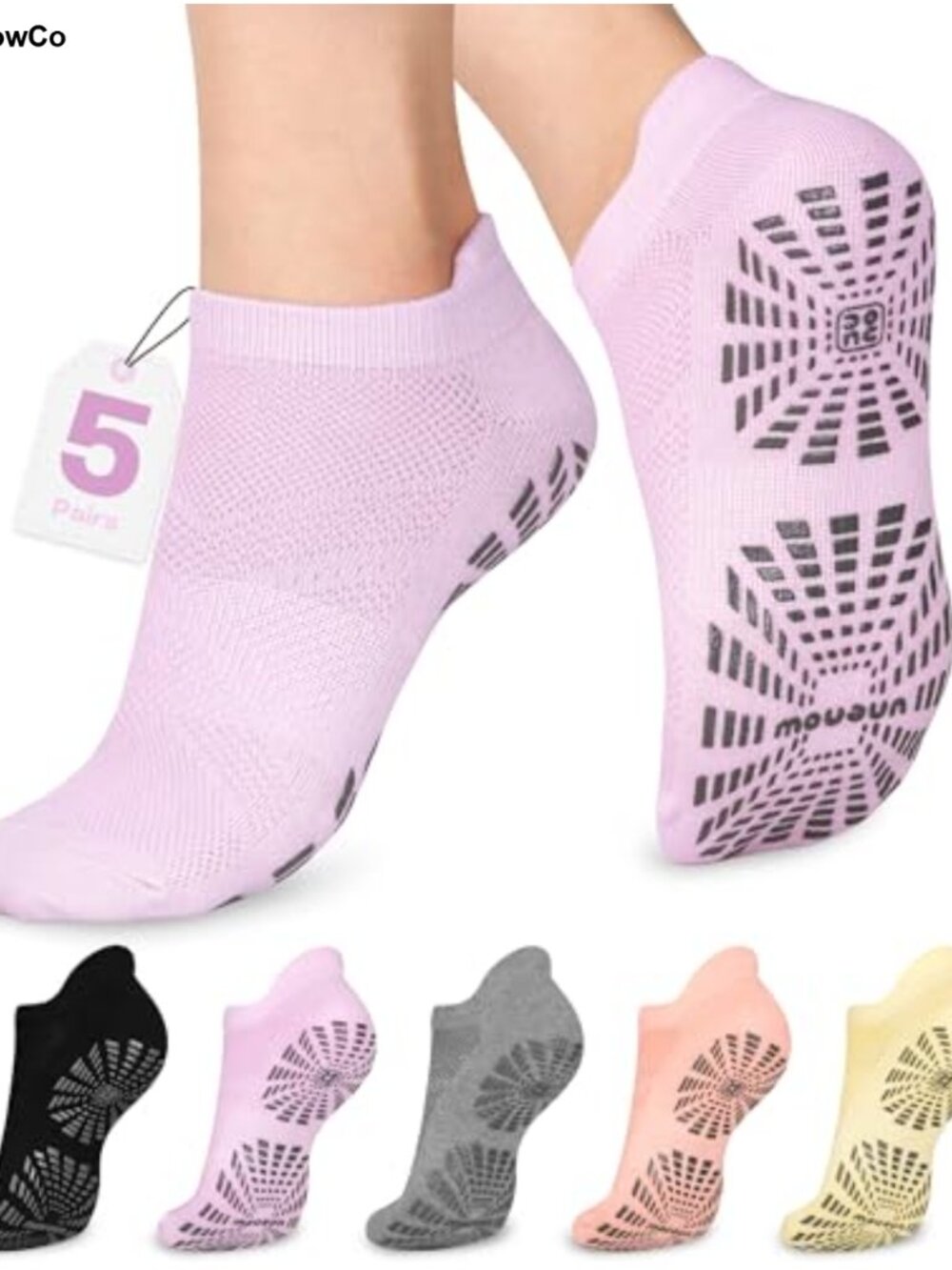 Non Slip Pilates Socks with Grips Yoga Barre Barefoot Cotton Women Ankle
